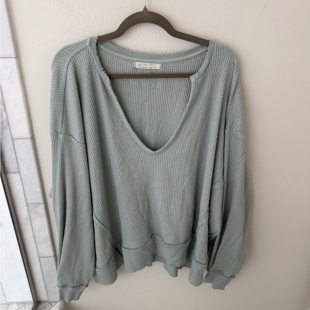 Free People Long Sleeve Top in Light Gray